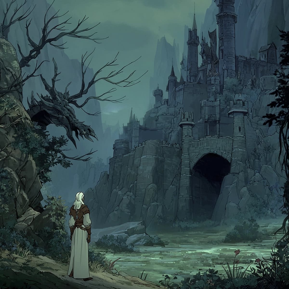 A candlelit writing table at the threshold of Aoden.